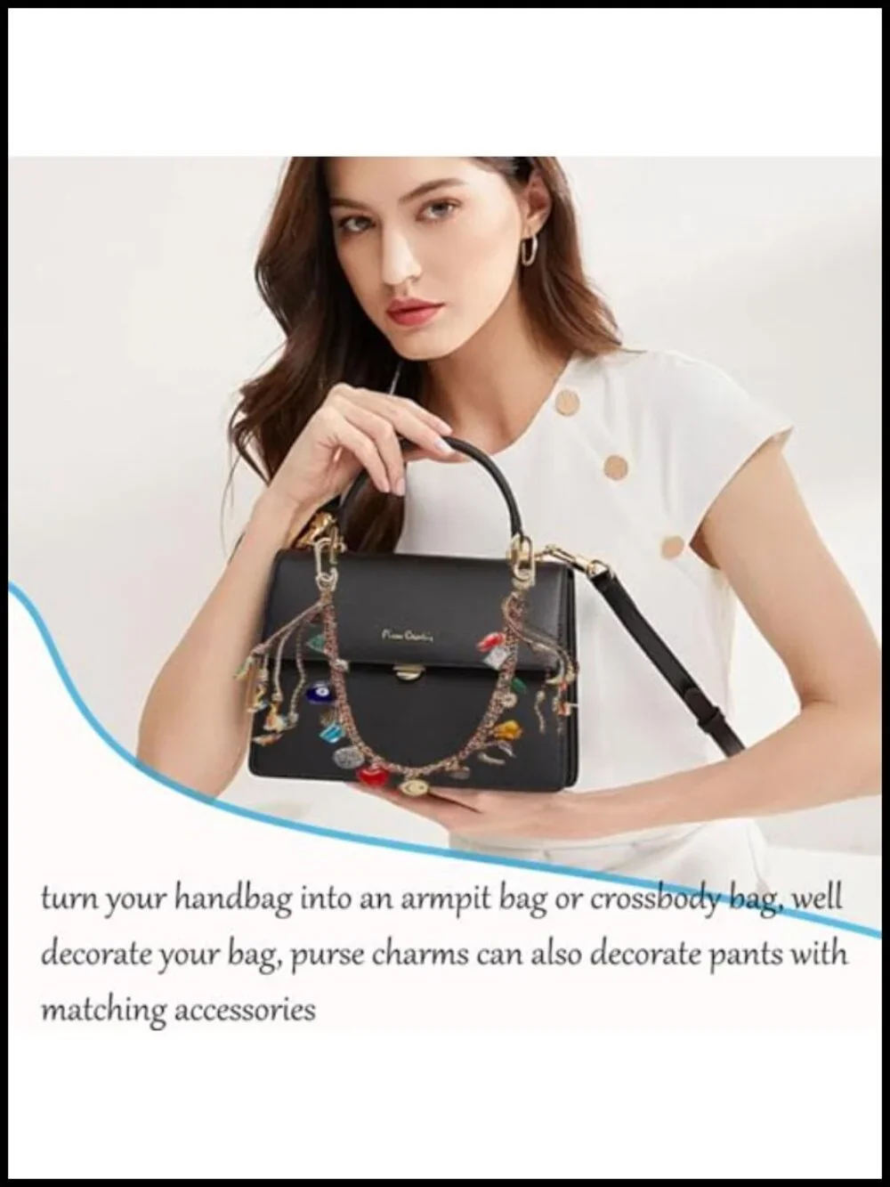 Metal Braided Rope Keychain with Beads for Handbag Purse Backpack